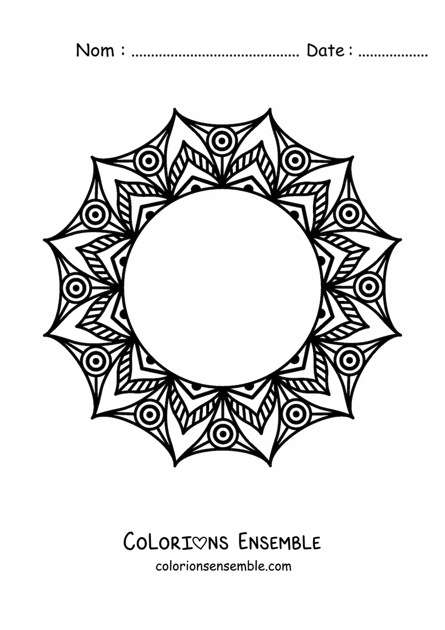 Image à colorier d'un mandala rond