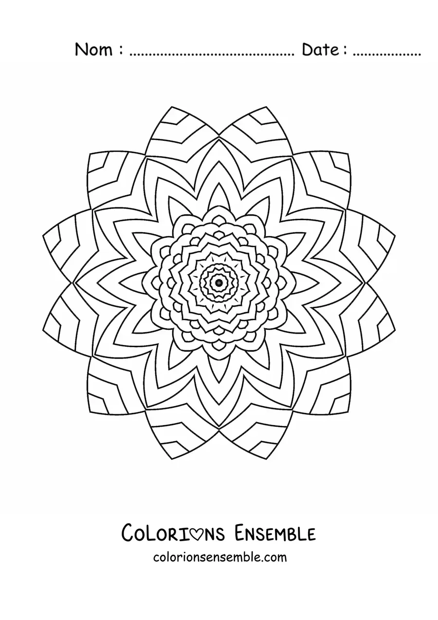 Image à colorier d'un mandala indien facile