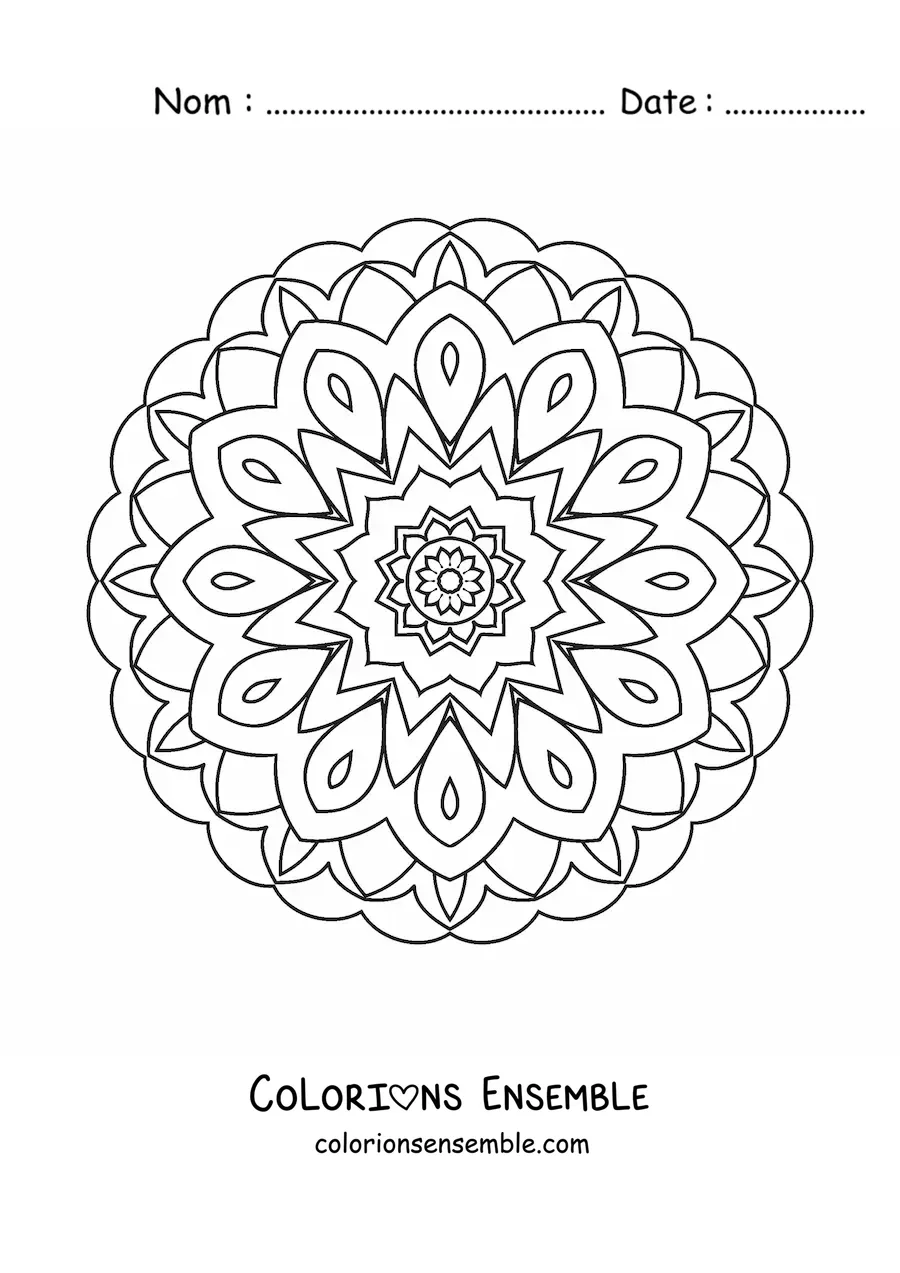 Image à colorier d'un mandala indien facile
