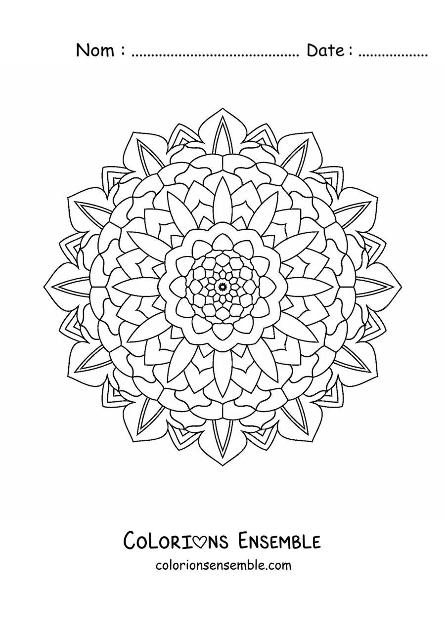 Image à colorier d'un mandala indien facile