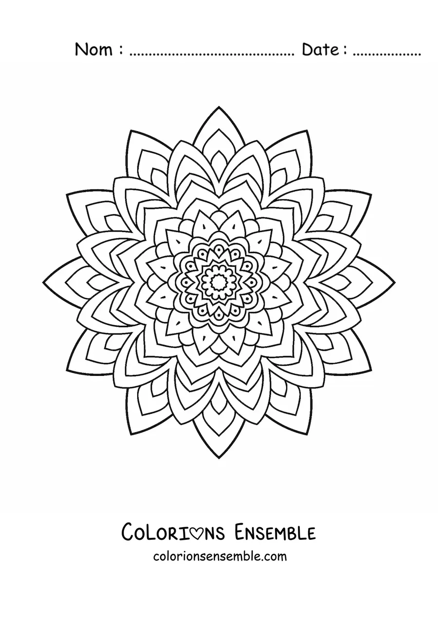 Image à colorier d'un mandala indien facile