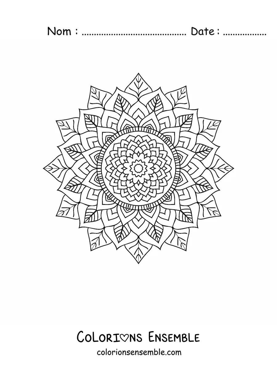 Image à colorier d'un mandala indien dans le style Zentangle