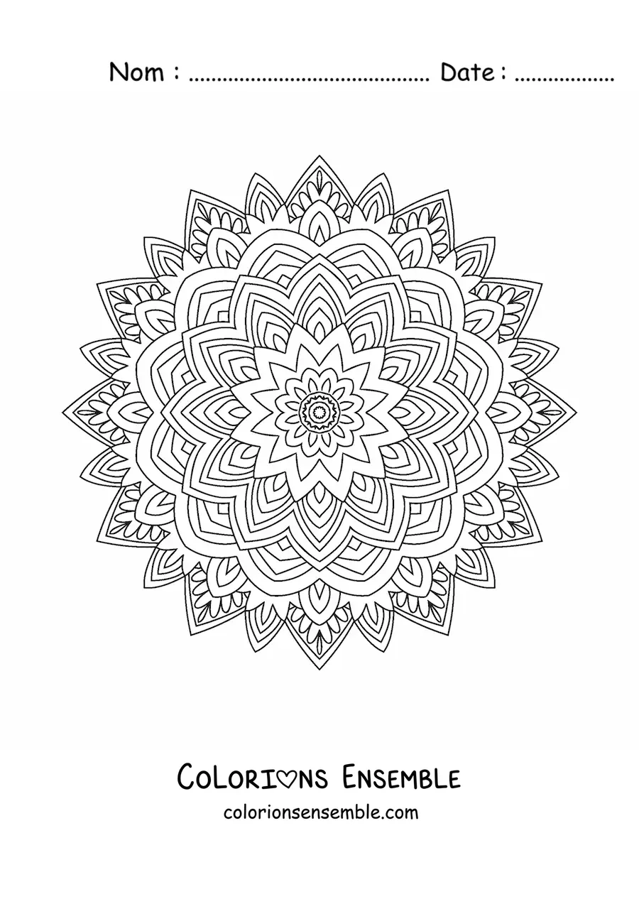 Image à colorier d'un mandala indien dans le style Zentangle