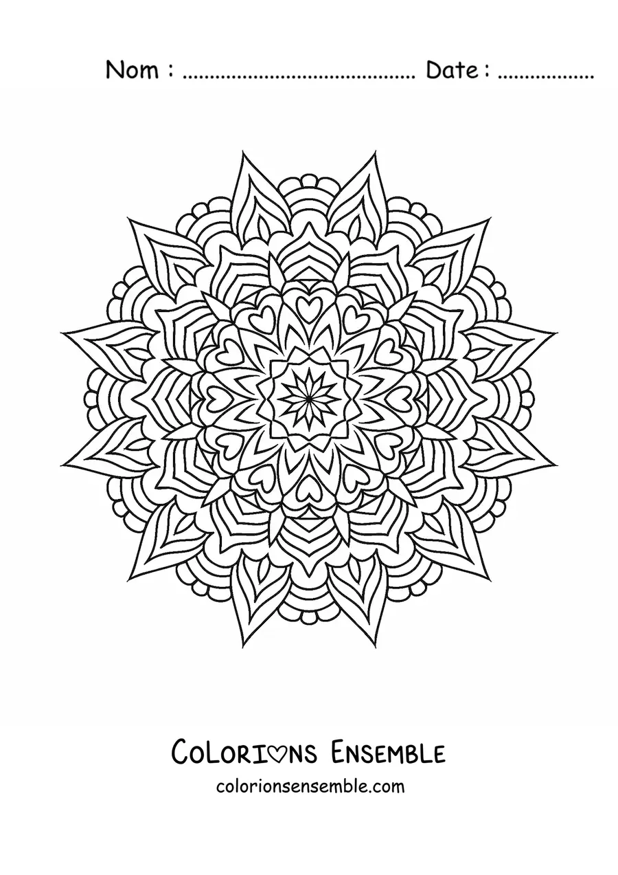 Image à colorier d'un mandala indien dans le style Zentangle