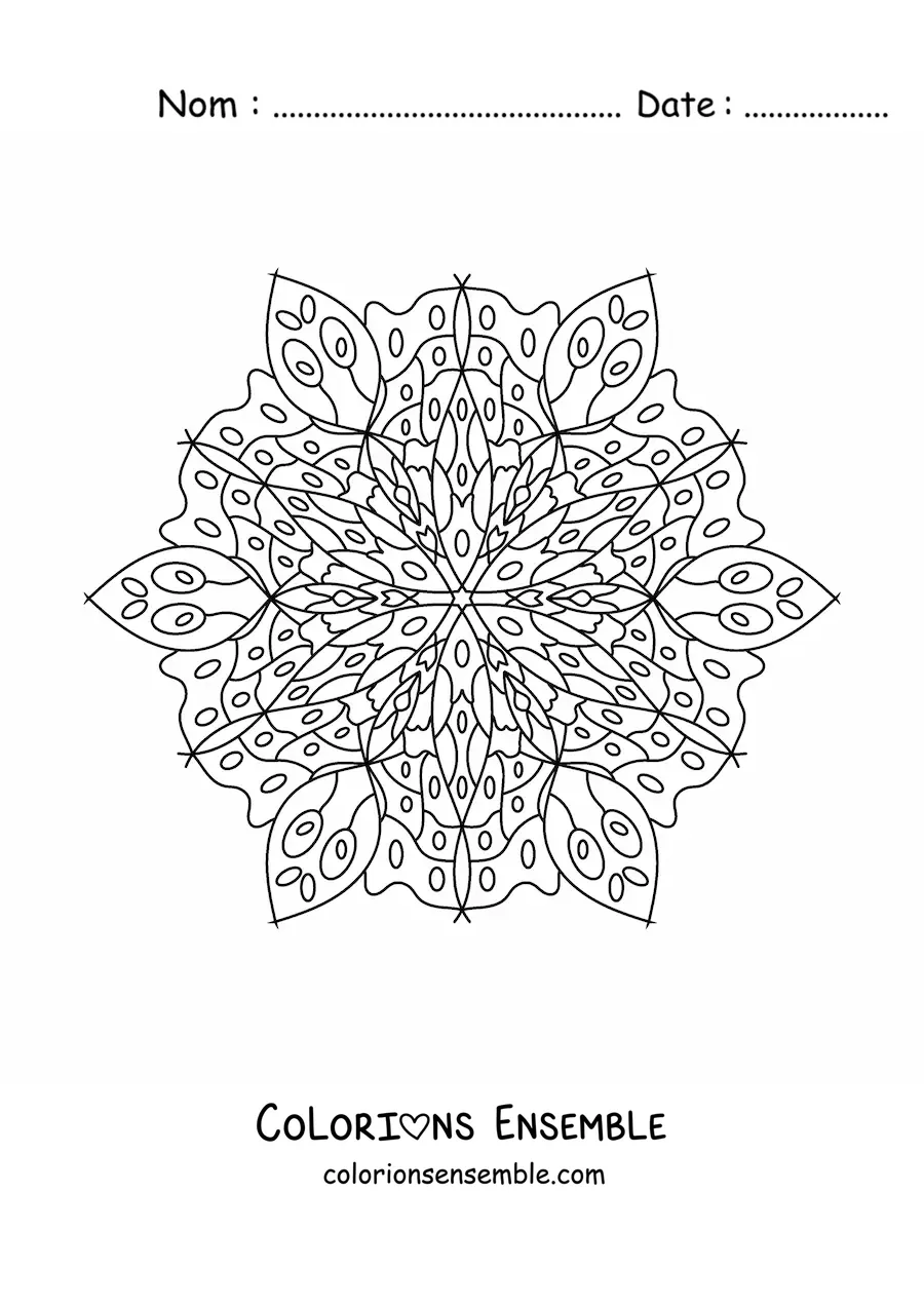 Image à colorier d'un mandala indien difficile