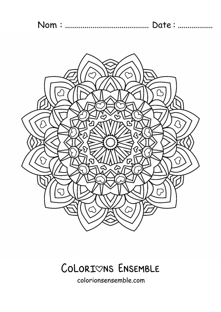 Image à colorier d'un mandala indien difficile