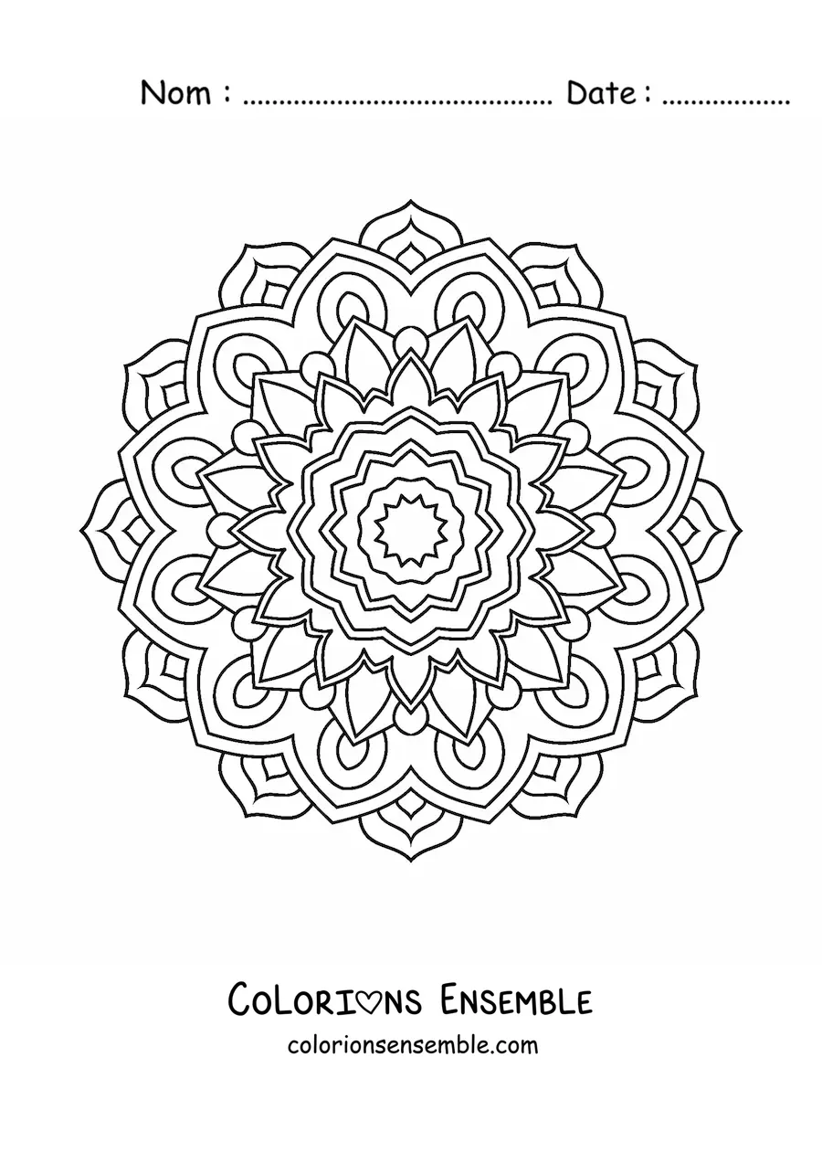 Image à colorier d'un mandala indien pour adultes
