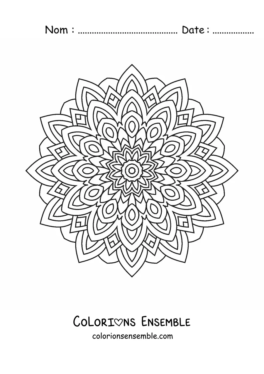 Image à colorier d'un mandala indien pour adultes