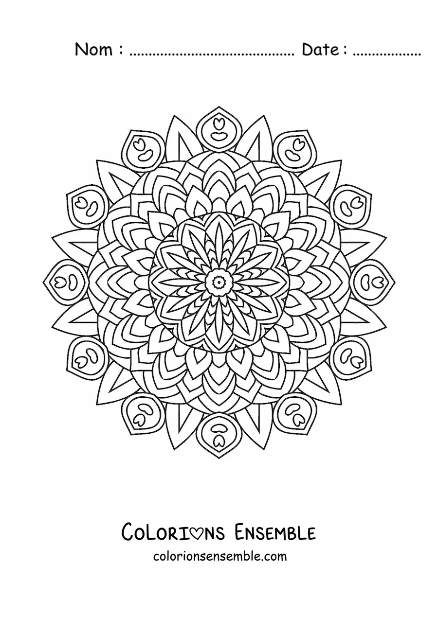Image à colorier d'un mandala indien pour adultes
