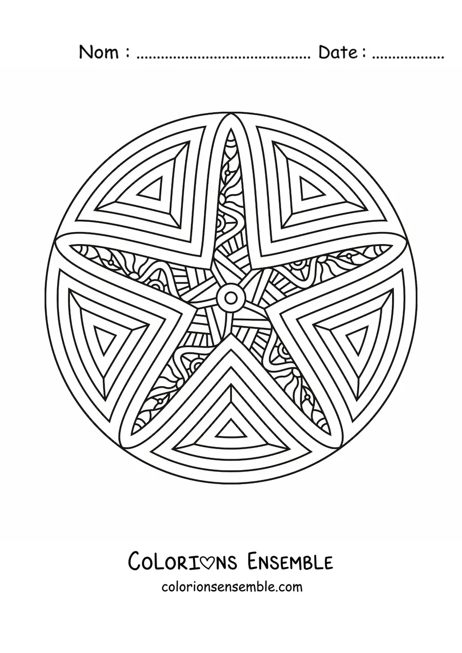 Image à colorier d'un mandala d'étoile de mer dans le style Zentangle