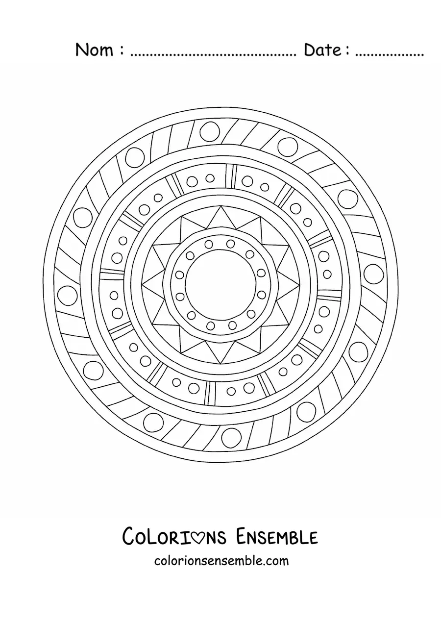 Image à colorier d'un mandala de fleurs et de feuilles