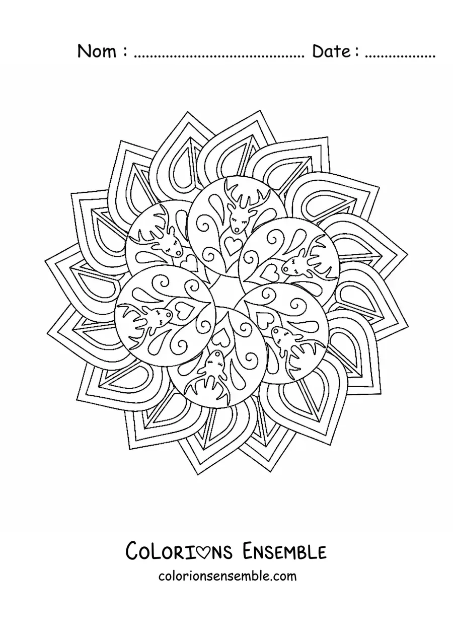 Image à colorier d'un mandala relaxant