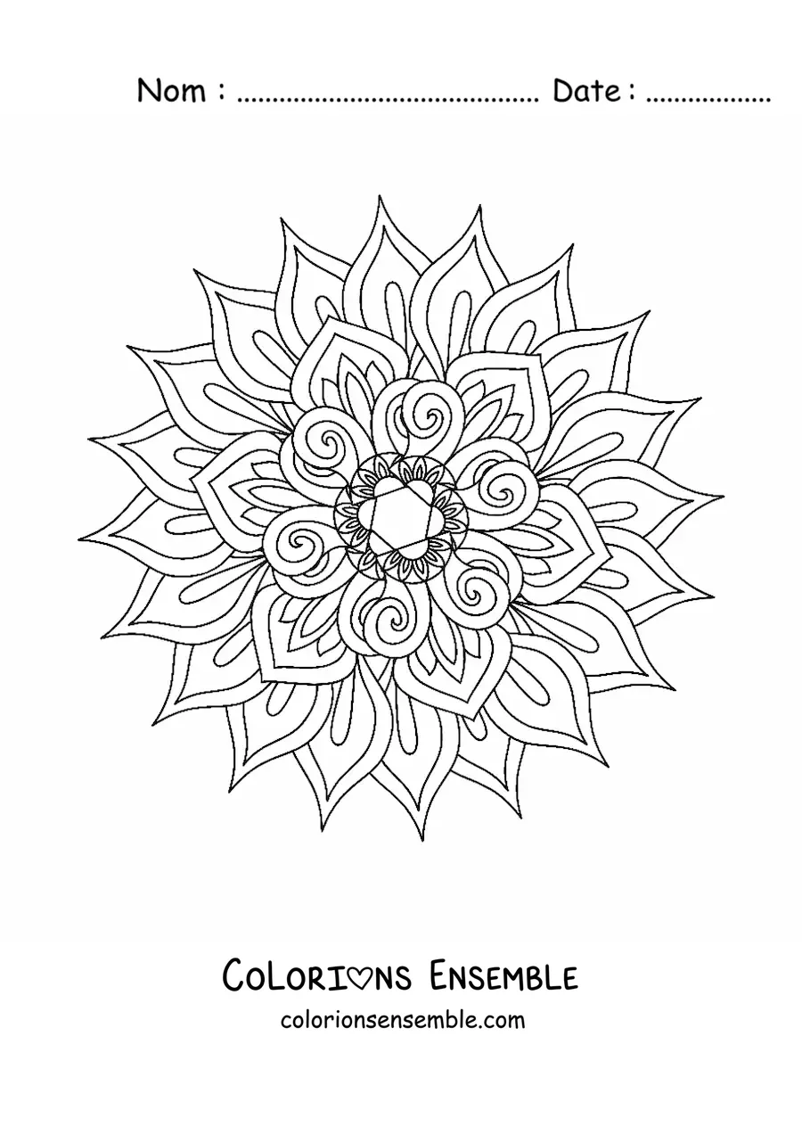 Image à colorier d'un mandala pour lutter contre l'anxiété