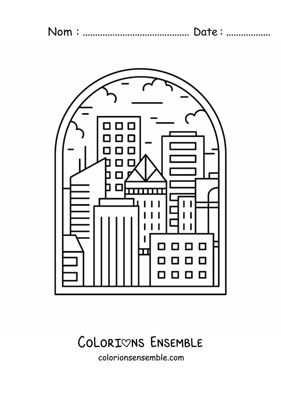 Image à colorier d'une ville