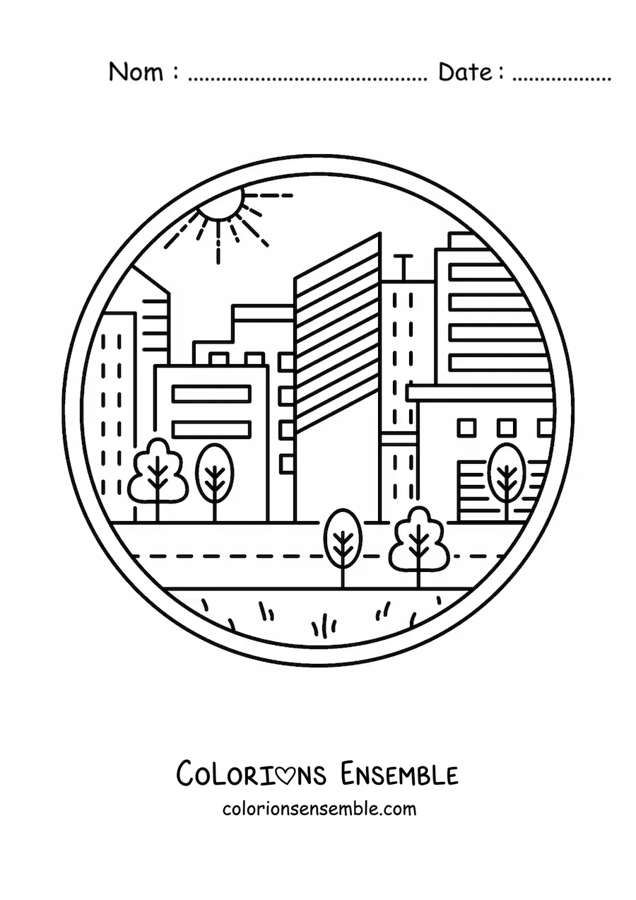 Image à colorier d'une ville