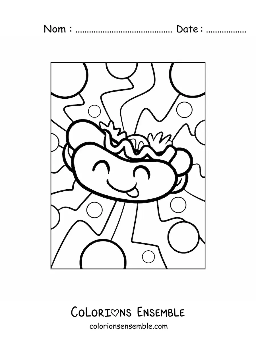 Image à colorier d'un hot-dog rigolo