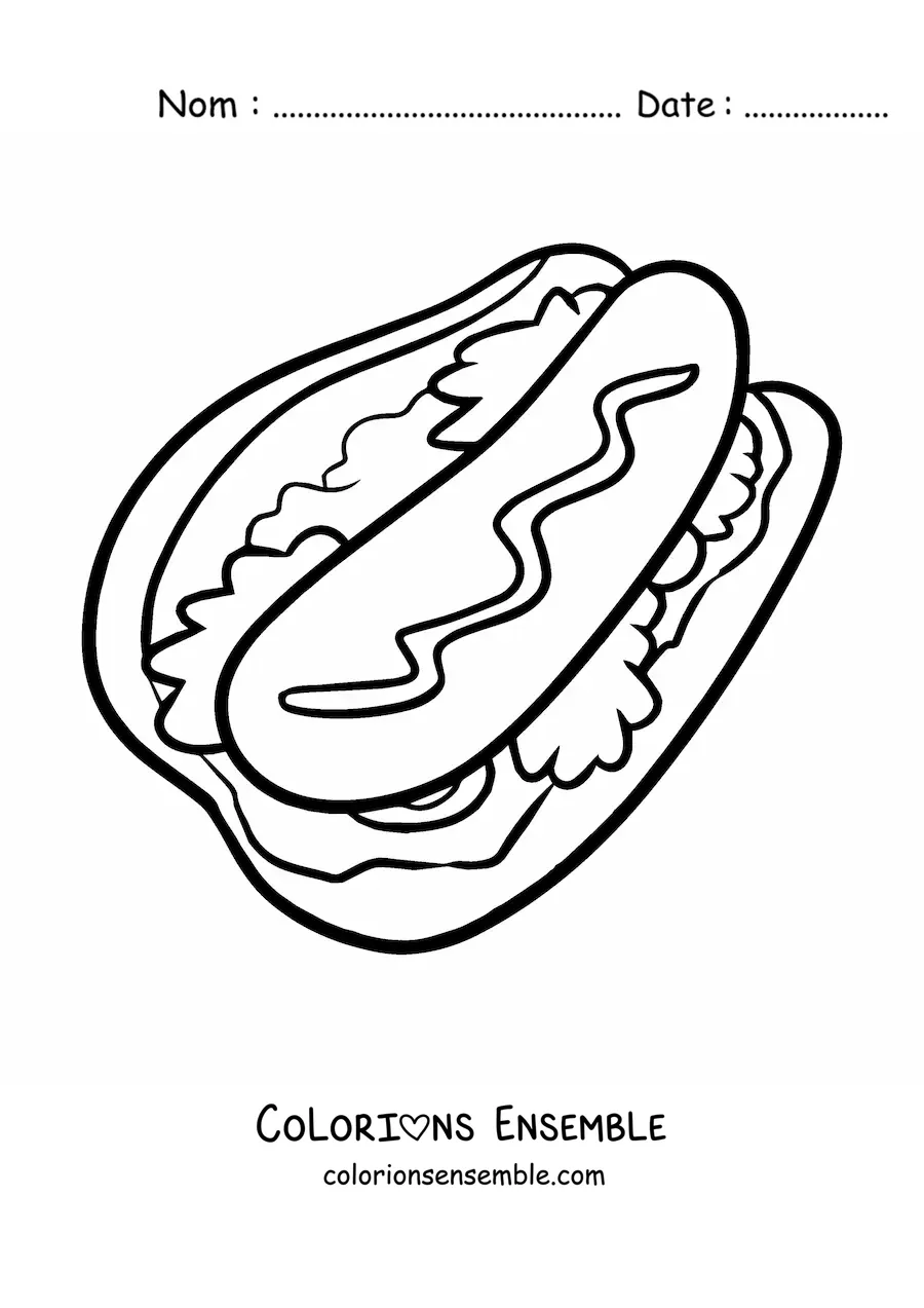 Image à colorier d'un grand hot-dog