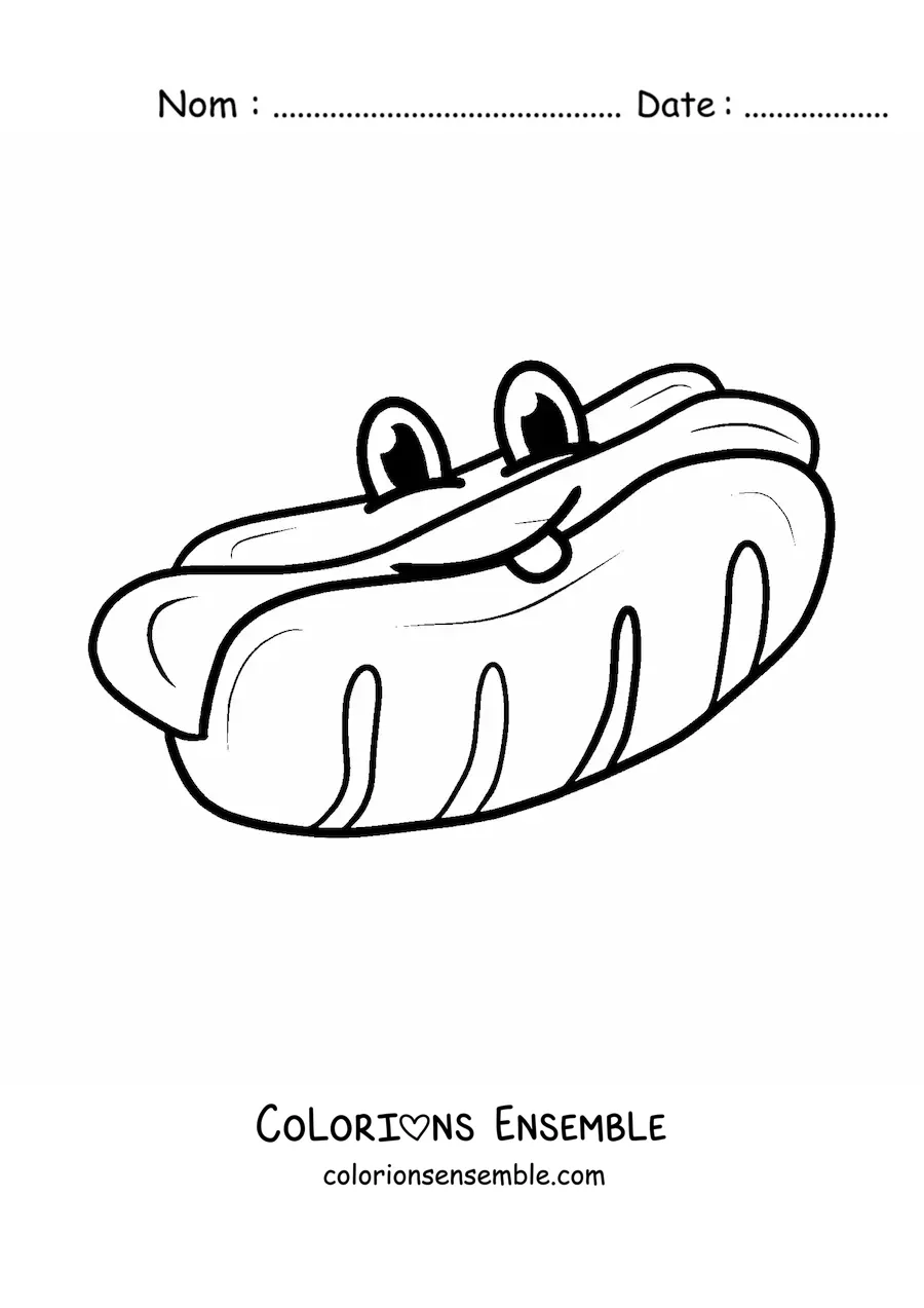 Image à colorier d'un hot-dog rigolo