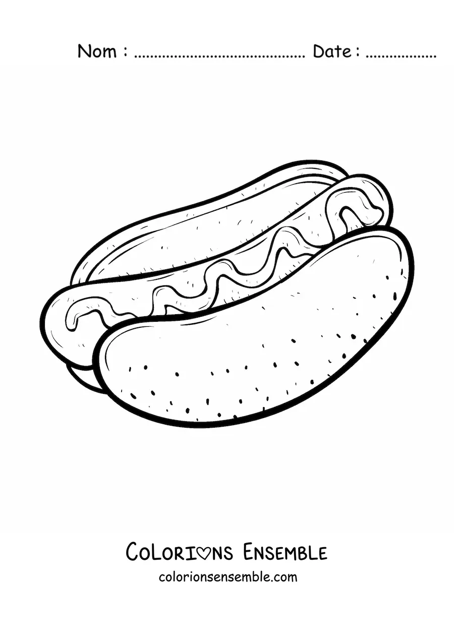 Image à colorier d'un hot-dog facile