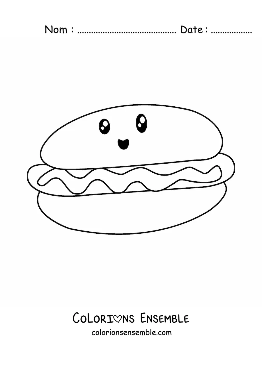 Image à colorier d'un hot-dog kawaii