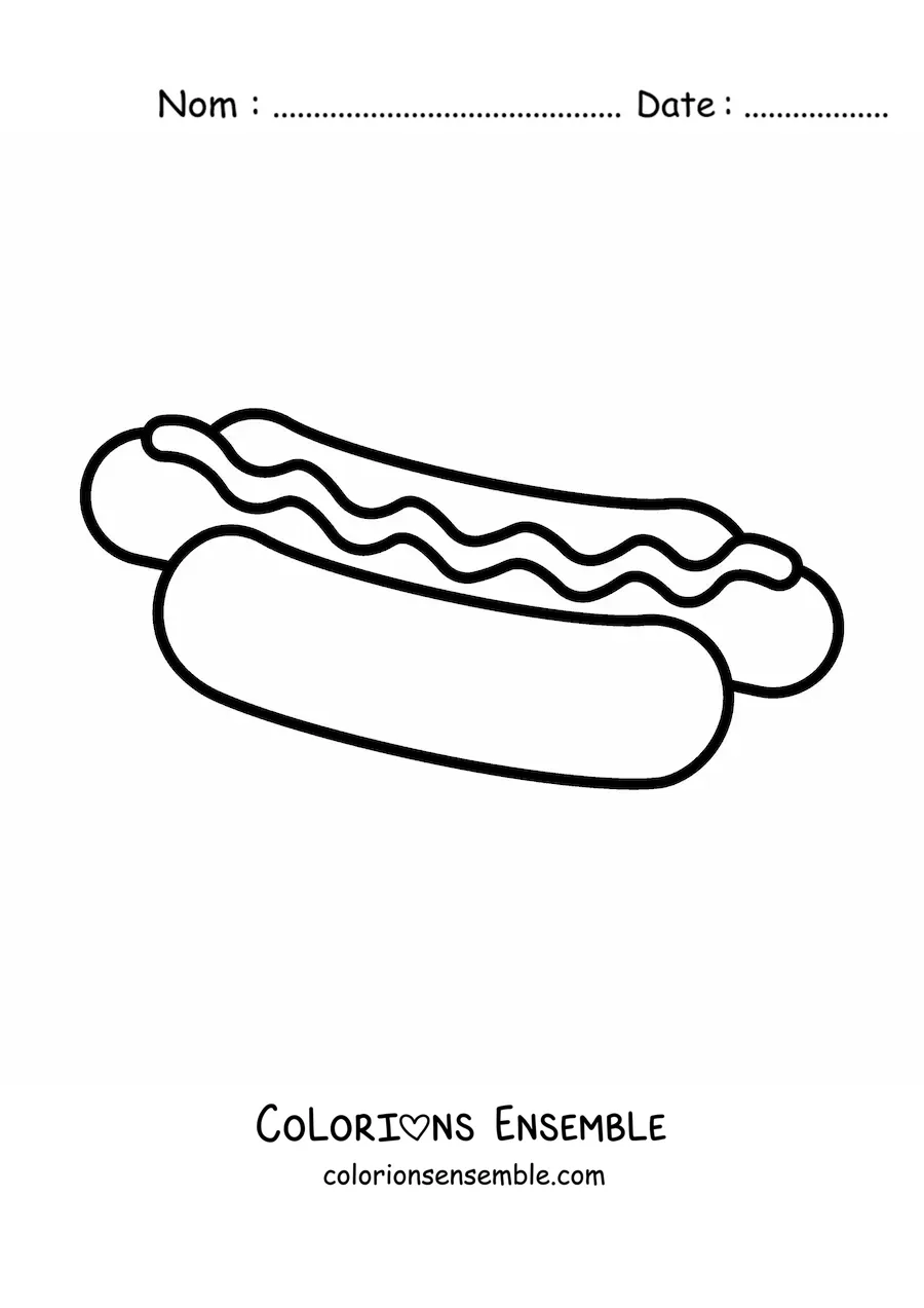 Image à colorier d'un hot-dog tout simple