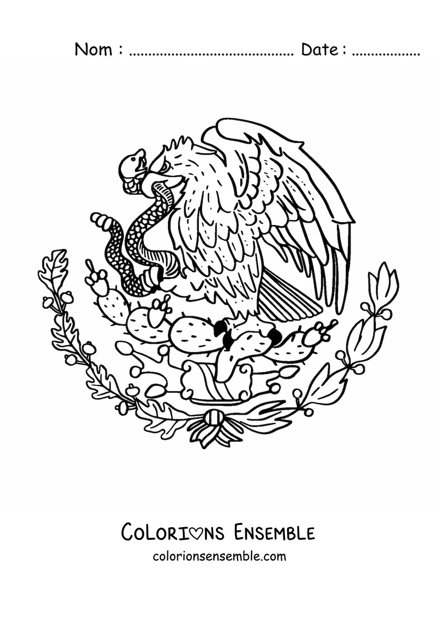 Image à colorier du blason du drapeau du Mexique