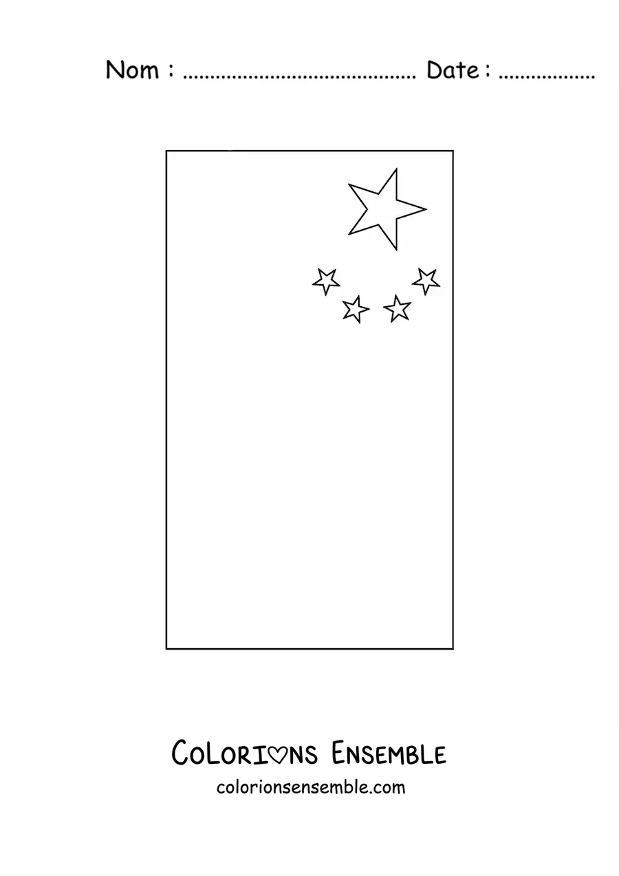 Image à colorier du drapeau de la Chine à la verticale