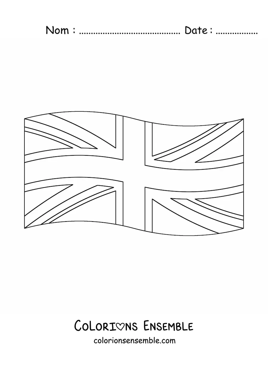 Image à colorier du drapeau du Royaume-Uni flottant