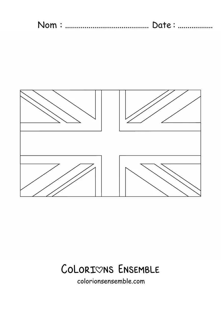 Image à colorier du drapeau du Royaume-Uni à l’horizontale