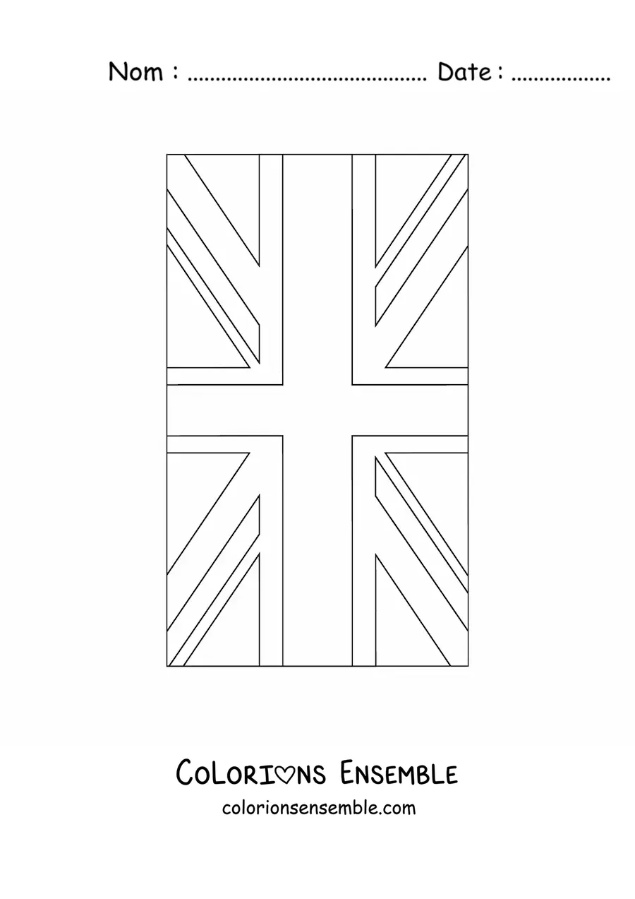 Image à colorier du drapeau du Royaume-Uni à la verticale