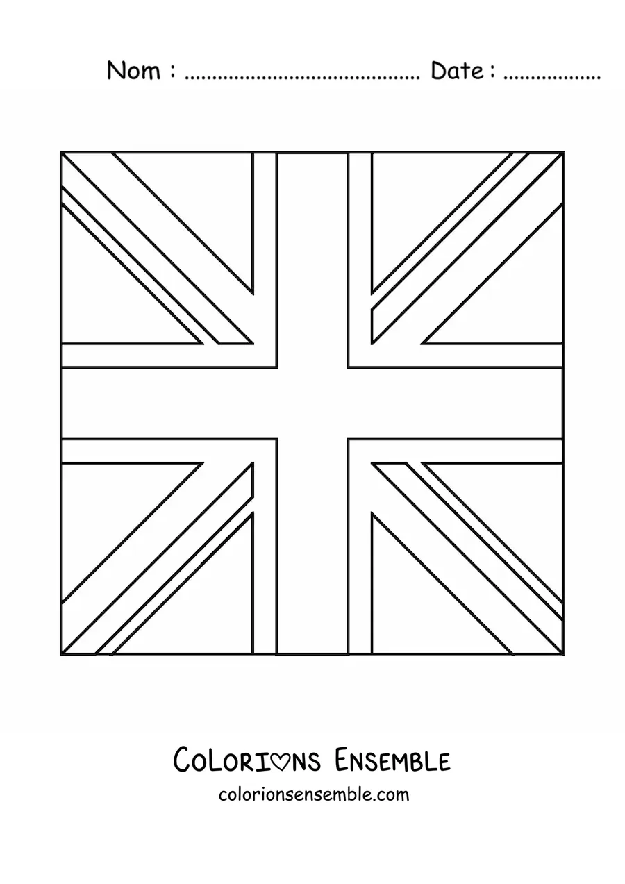 Image à colorier du drapeau du Royaume-Uni en emoji carré