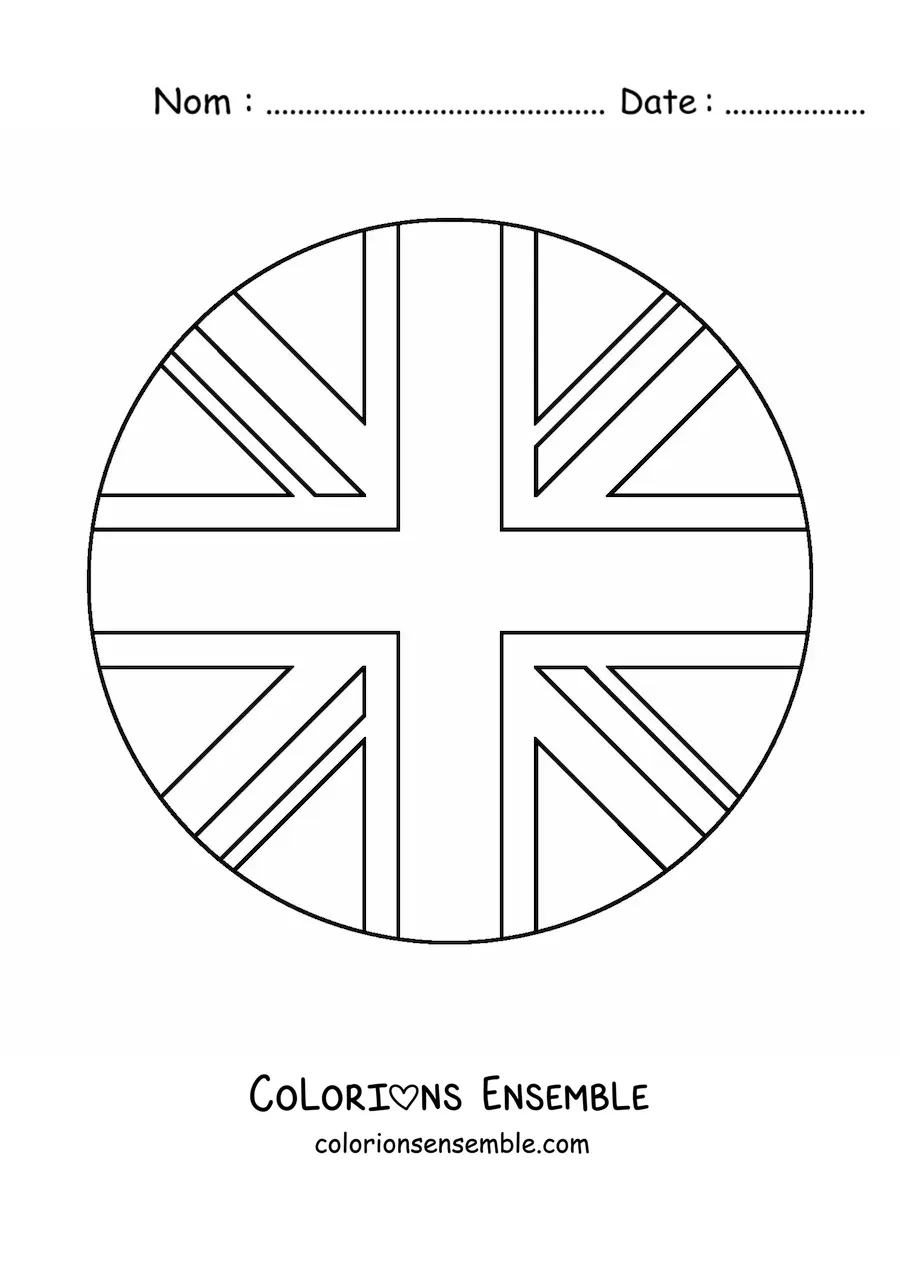 Image à colorier du drapeau du Royaume-Uni en emoji rond