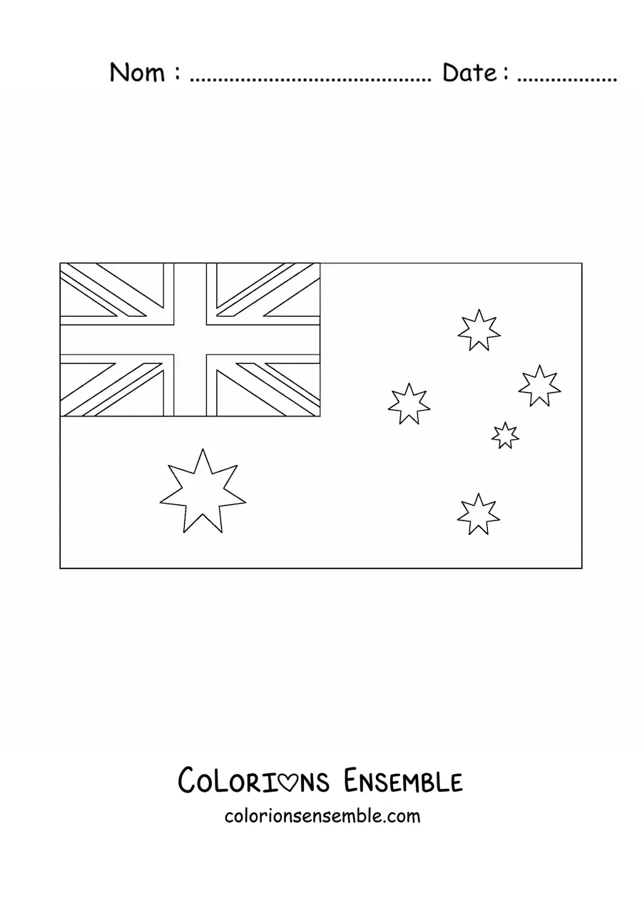 Image à colorier du drapeau de l’Australie à l’horizontale
