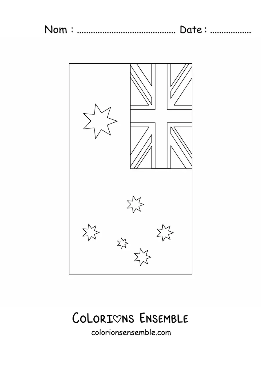 Image à colorier du drapeau de l’Australie à la verticale