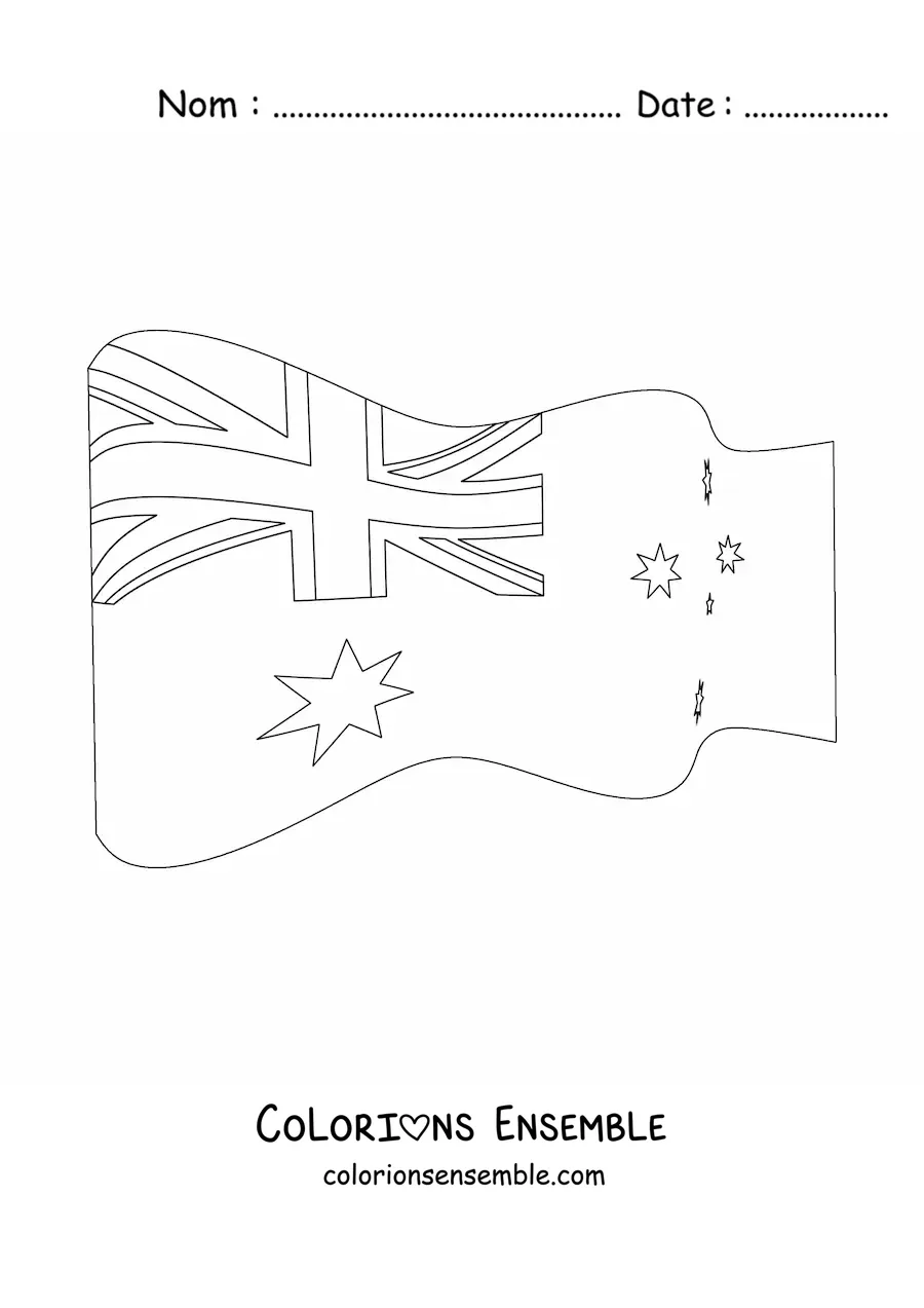 Image à colorier du drapeau de l’Australie flottant