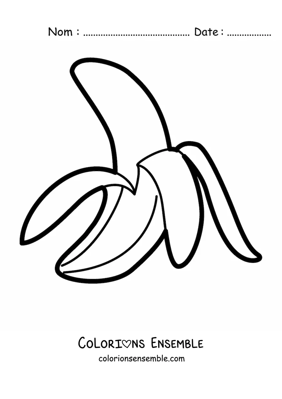 Image à colorier d'une banane avec une demi-peau