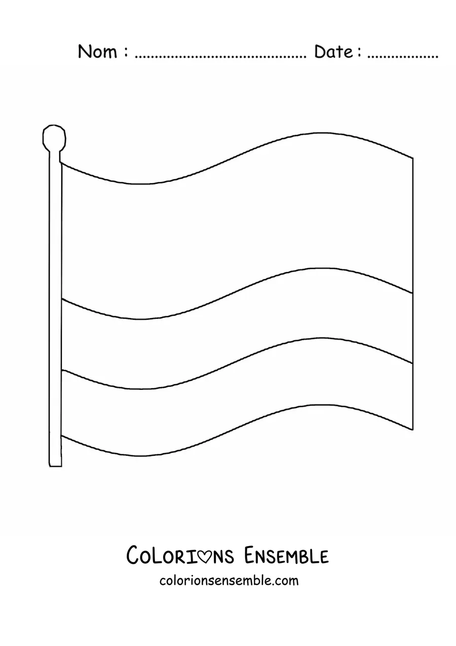 Image à colorier d’un grand drapeau de la Colombie flottant