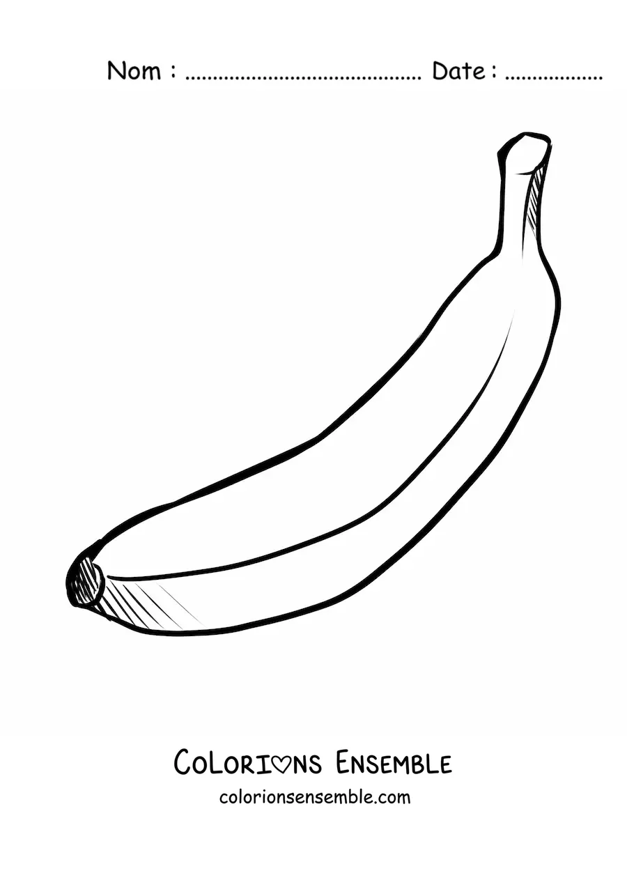Image à colorier d'une banane avec sa peau