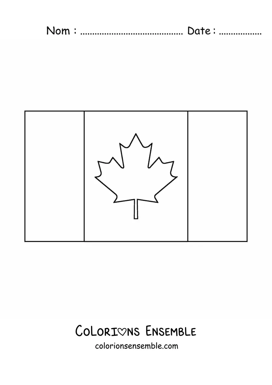 Image à colorier du drapeau du Canada à l’horizontale
