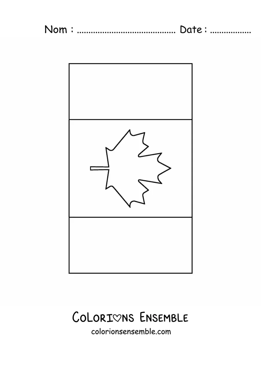 Image à colorier du drapeau du Canada à la verticale