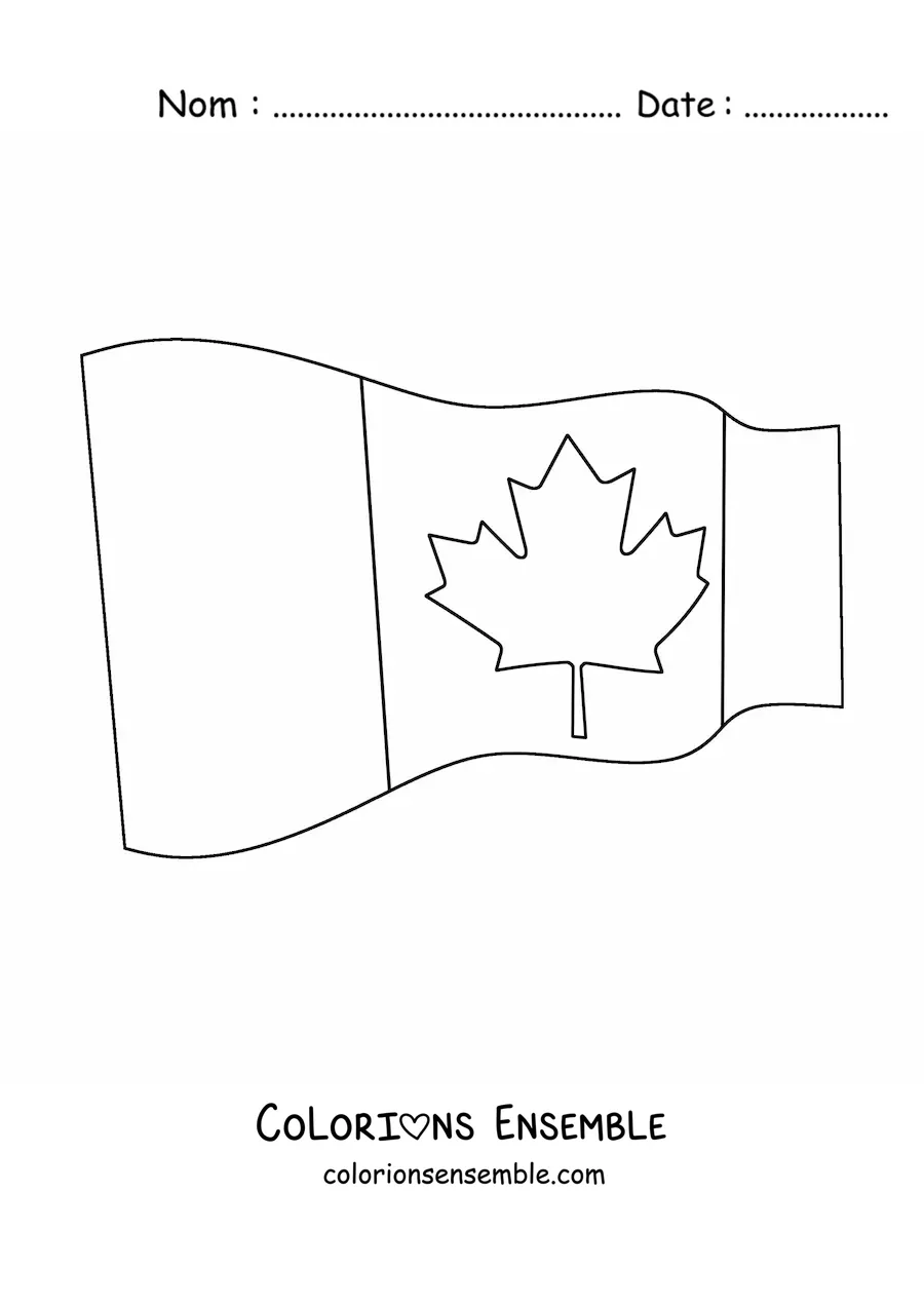 Image à colorier du drapeau du Canada flottant