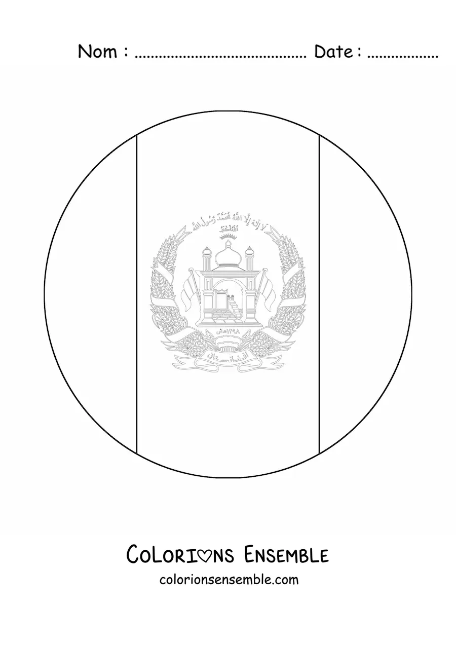 Image à colorier du drapeau de l’Afghanistan en emoji rond