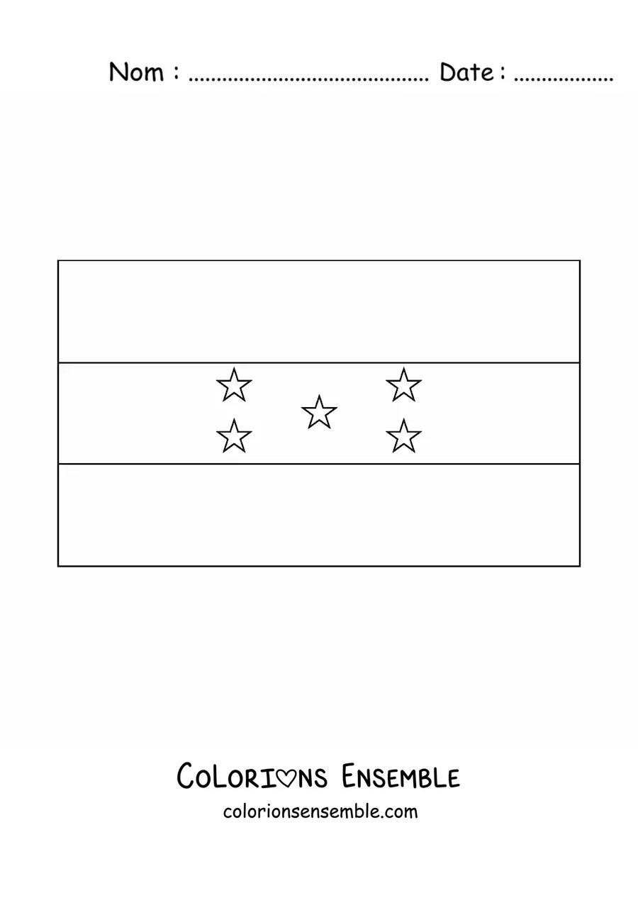 Image à colorier du drapeau du Honduras à l'horizontale
