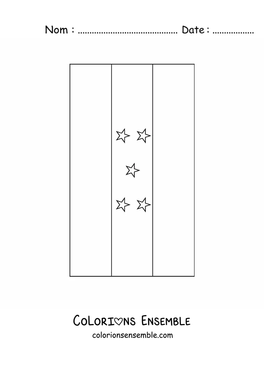 Image à colorier du drapeau du Honduras à la verticale