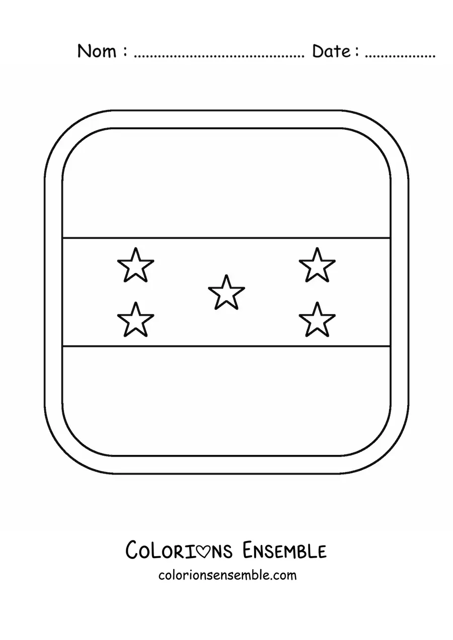 Image à colorier du drapeau du Honduras en emoji carré