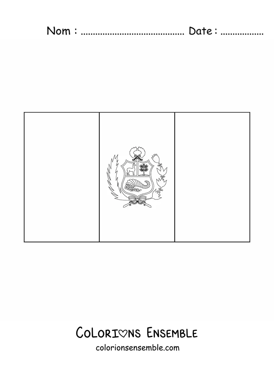 Image à colorier du drapeau du Pérou à l'horizontale