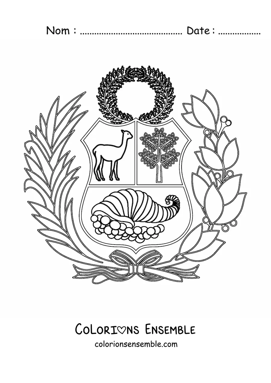 Image à colorier du blason du drapeau du Pérou