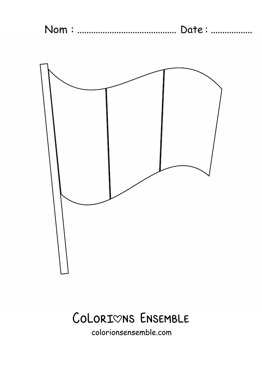 Image à colorier du drapeau du Pérou sans blason sur un mât