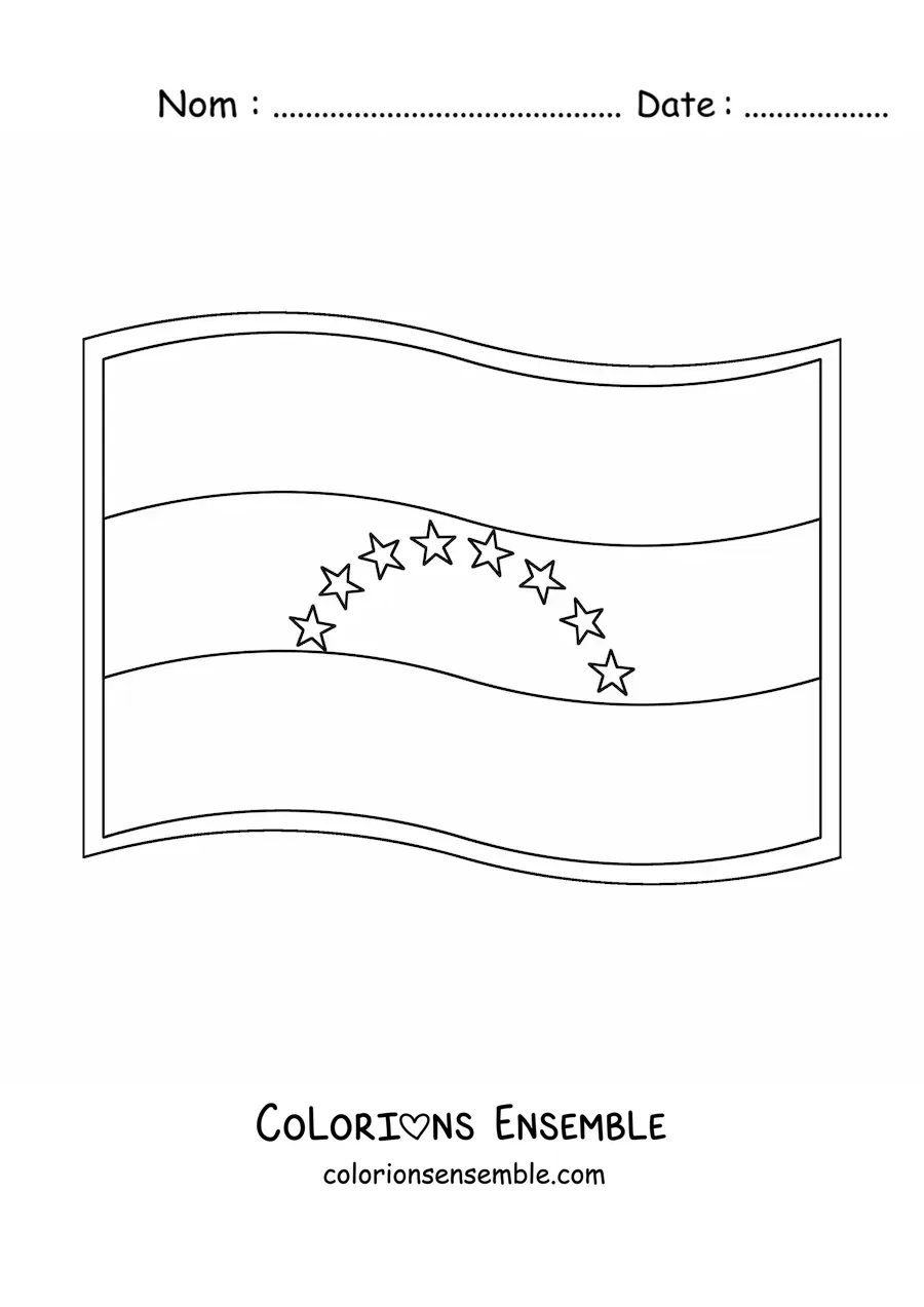 Image à colorier du drapeau du Venezuela qui flotte