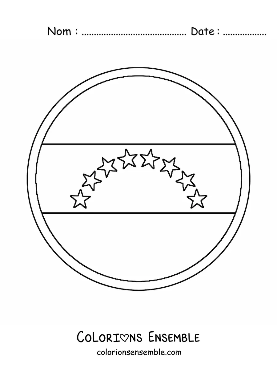 Image à colorier de l'emoji du drapeau rond du Venezuela